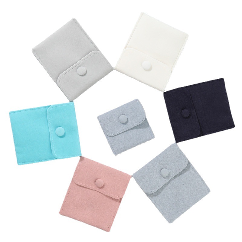 Thickened double-sided velvet snap button velvet bag anti-oxidation jewelry bag jewelry storage bag jewelry bag wholesale