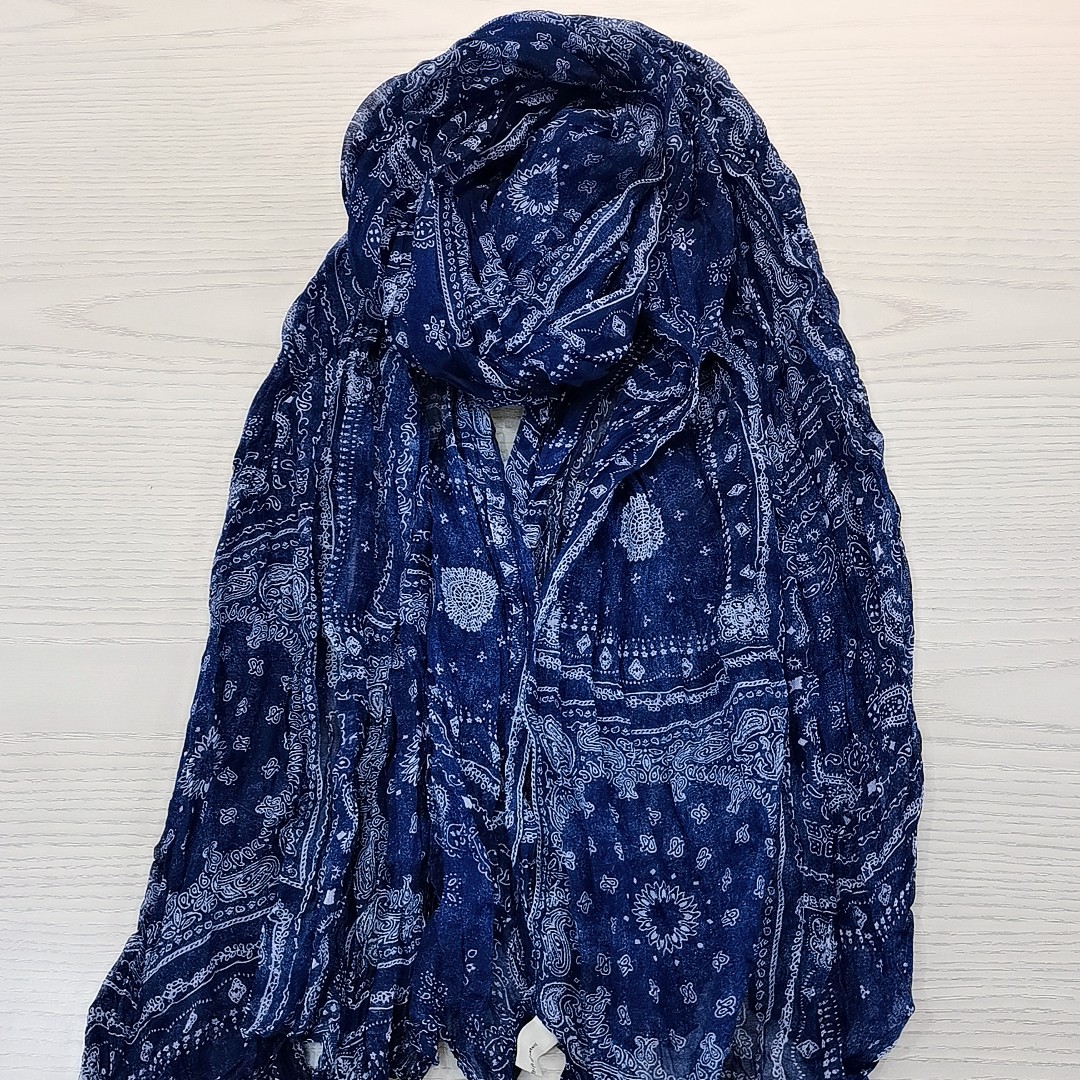 Ethnic Style Cashew Nut Printed Pleated Cotton and Linen Scarf Silk Scarf Women's All-match Autumn and Winter Cold-proof Warm Neck Outer Shawl