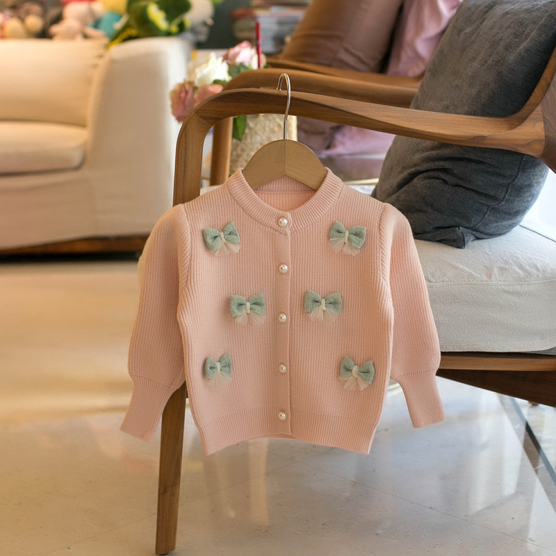 A generation of 2023 autumn new girls Bow cardigan sweater J412