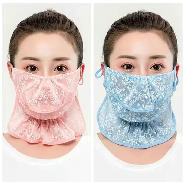 New Large Neck Protection Breathable Sunscreen Women's Mask Outdoor Riding Floral Sand Veil Opening Dust Mask