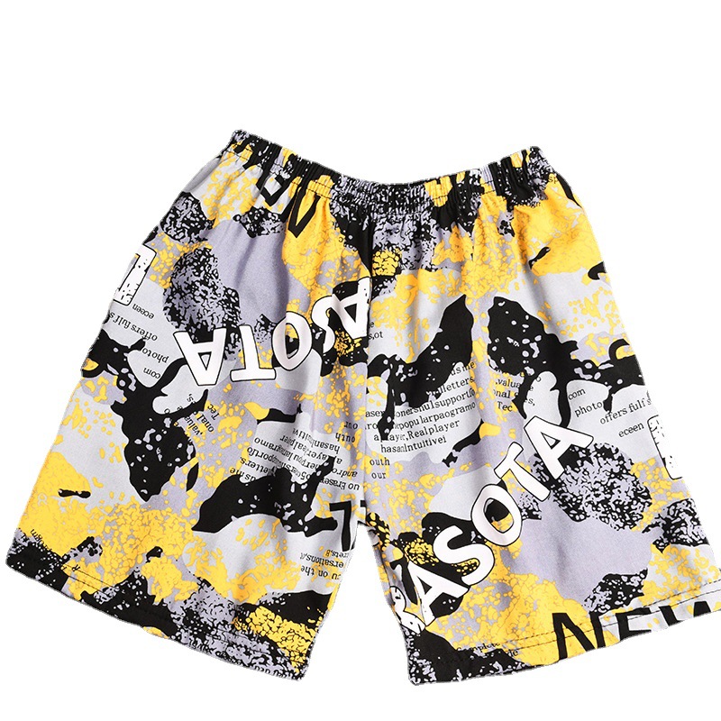 2024 Summer Thin Children's Shorts Boys' and Children's Breathable Printed Beach Pants Medium and Large Children's Casual Five-point Pants