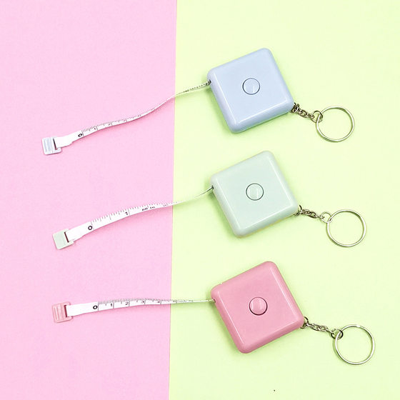 1.5 meters North European style Square key chain automatic telescopic ruler Mini small tape measure measuring garment tape measure measuring body three-way ruler