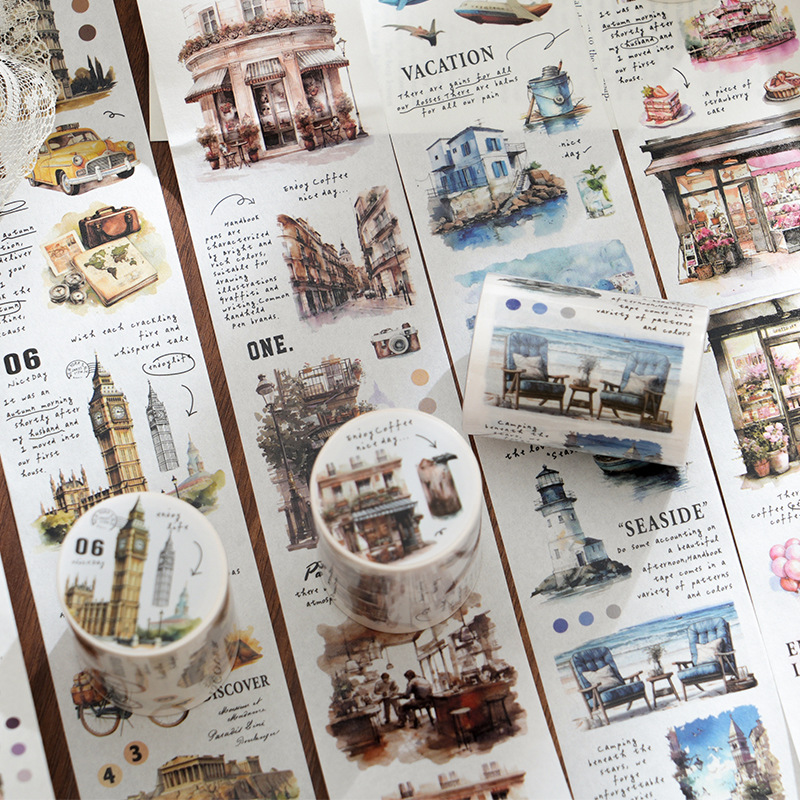 Twilight and paper tape storage romantic series retro hand account material decoration collage base stickers 8