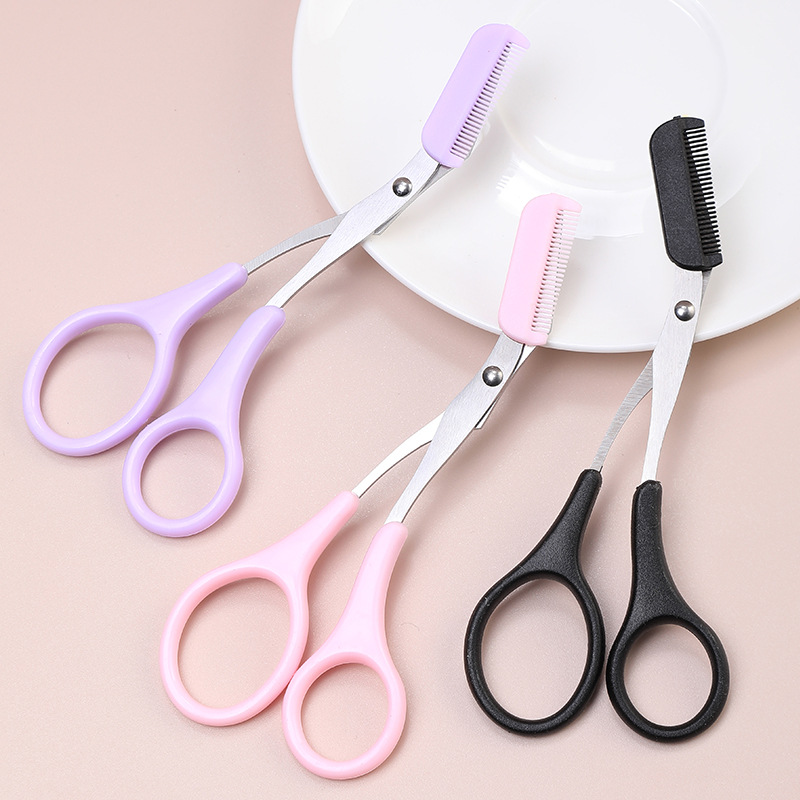 Fit eyebrow scissors with eyebrow comb trimmer women beauty scissors makeup eyebrow clip small eyebrow trimmer tool full set wholesale