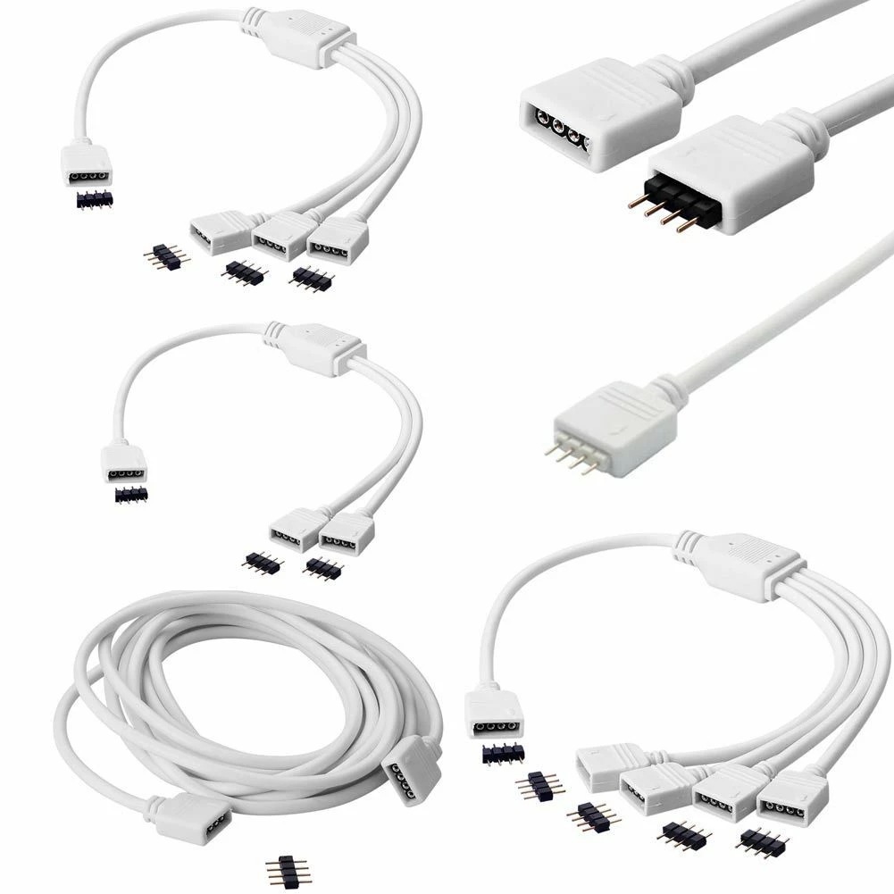 4pin rgb連接線分接線一拖二/三/四/五/六七彩LED燈帶燈條分流線