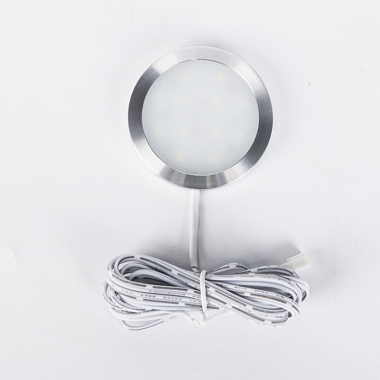 LED kitchen cabinet lamp round 2W wardrobe lamp wine cabinet furniture lamp RV lamp open-fitting small round lamp open-hole-free thin round lamp
