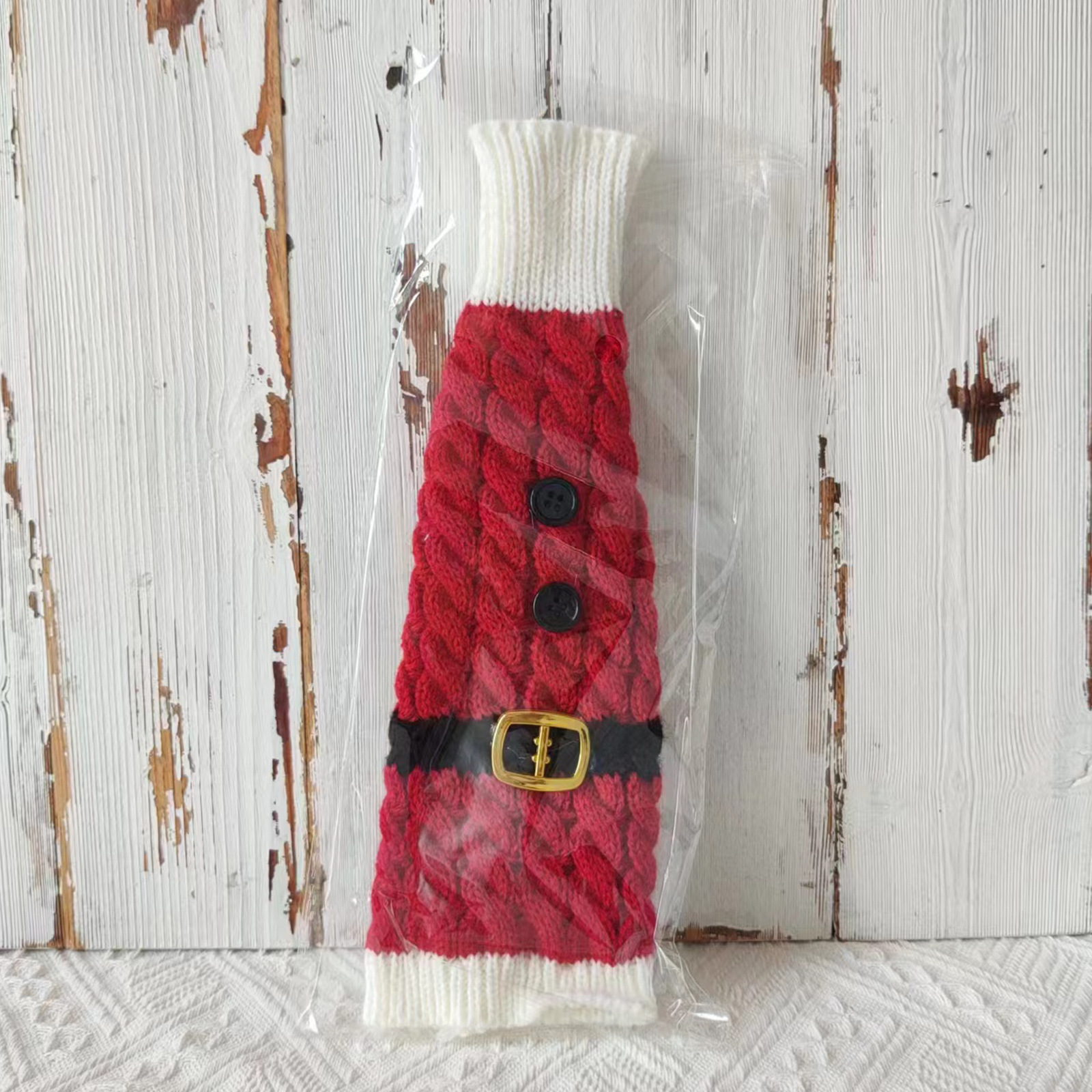 Haobei Weihnachtsdekoration liefert Weihnachtsgestrickte Weinflaschenhülle Rotweinhülle Restaurantdekoration Dekorative Weinflaschen-Kleiderhülle_voghion.com