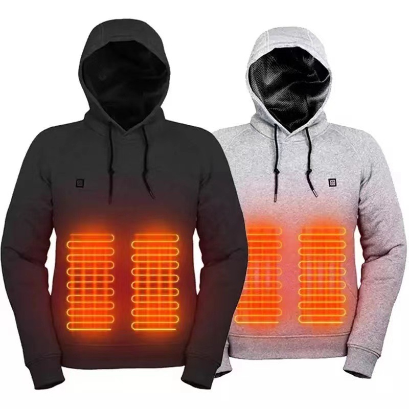 Cross-border hooded heating sweater heating clothes men's USB heating sweater warm outdoor elastic casual electric heating clothes