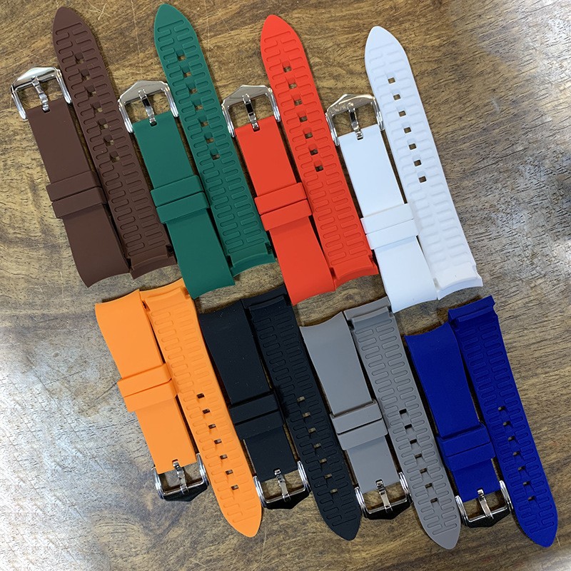 New Universal Elbow Arc 18 19 20 21 22 24mm Rubber Watch Strap
