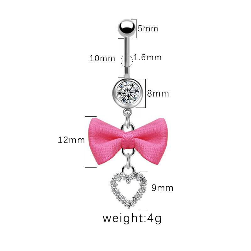 Gaibei European and American cross-border beautiful bow navel ring heart-shaped navel ring ins Japanese and Korean navel nail navel ring piercing products