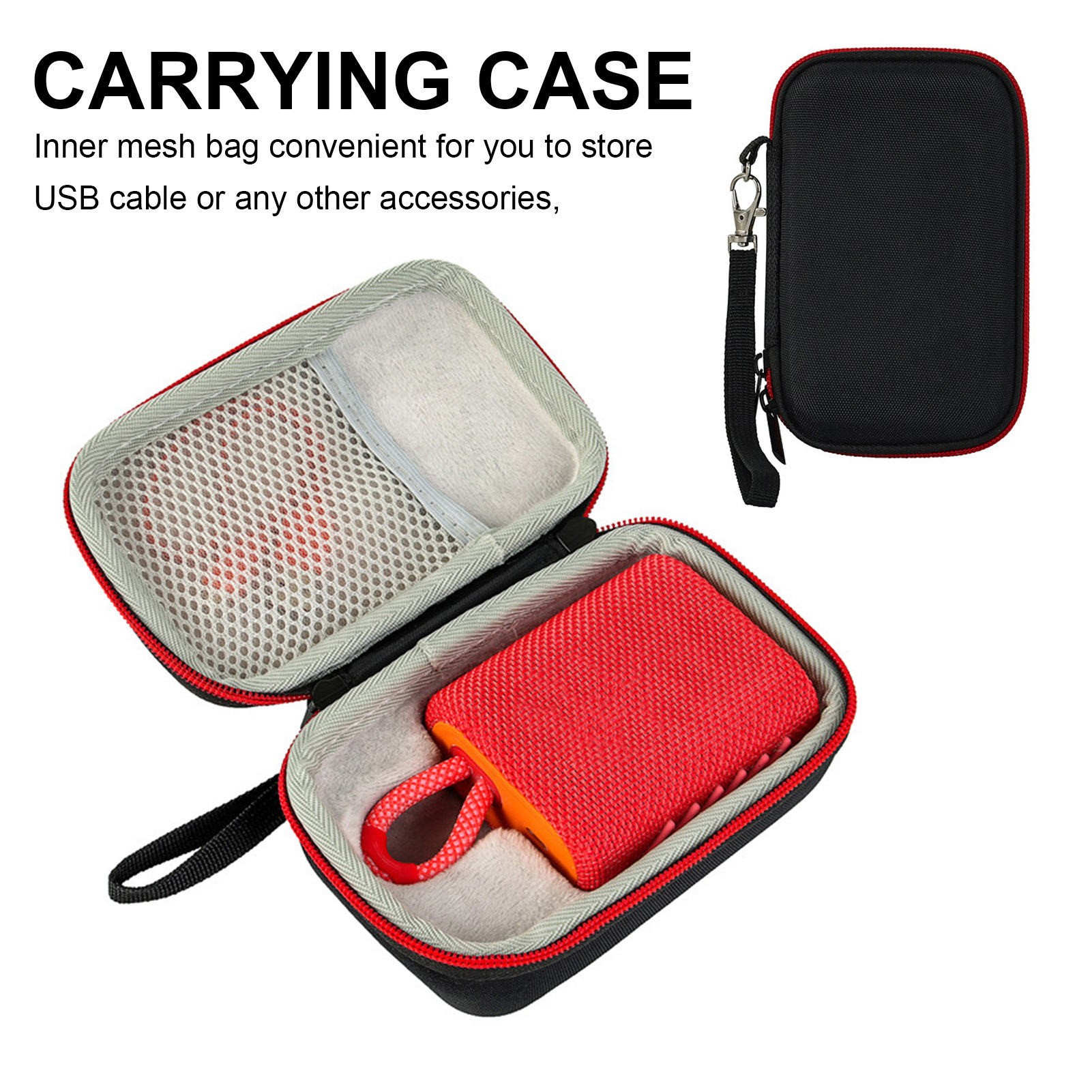 JBL Bluetooth speaker storage bag EVA portable drop-proof waterproof bag with net pocket for JBL GO3 speaker