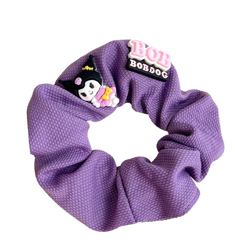 Cute High-end Waffles Large Intestine Hair Ring Japanese and Korean Style Fresh Style Hair Rope Culrome Hair Rope Summer Cute Head Flower