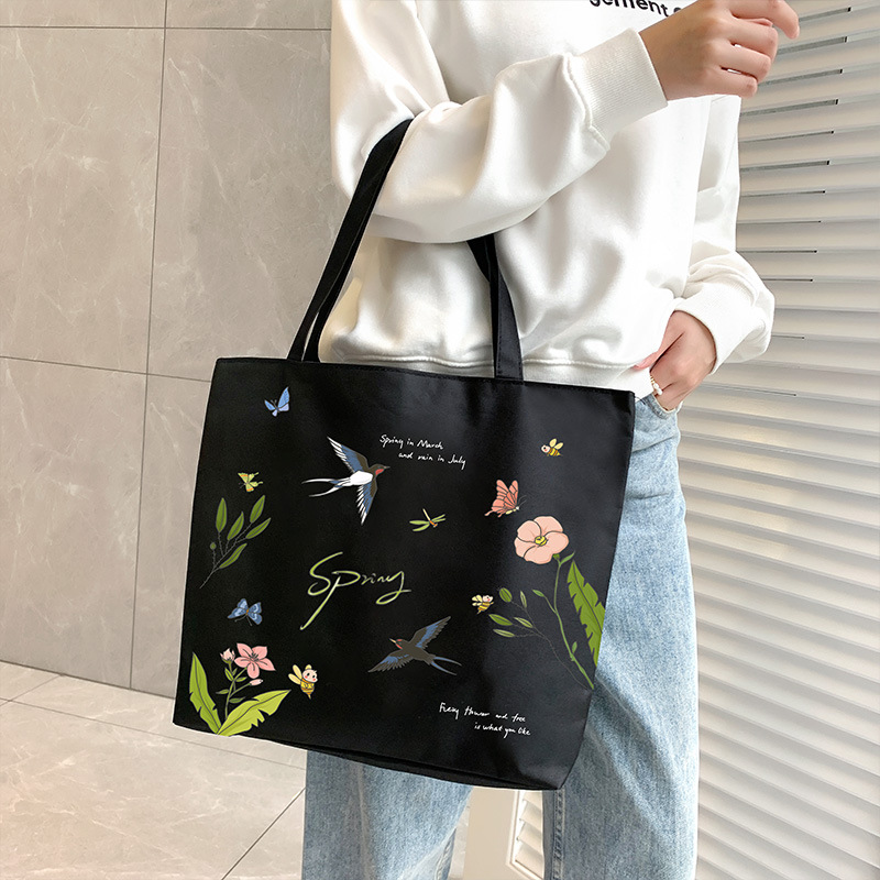 Canvas bag women's 2024 new shoulder bag handbag Korean casual wholesale large capacity shopping bag a generation of hair