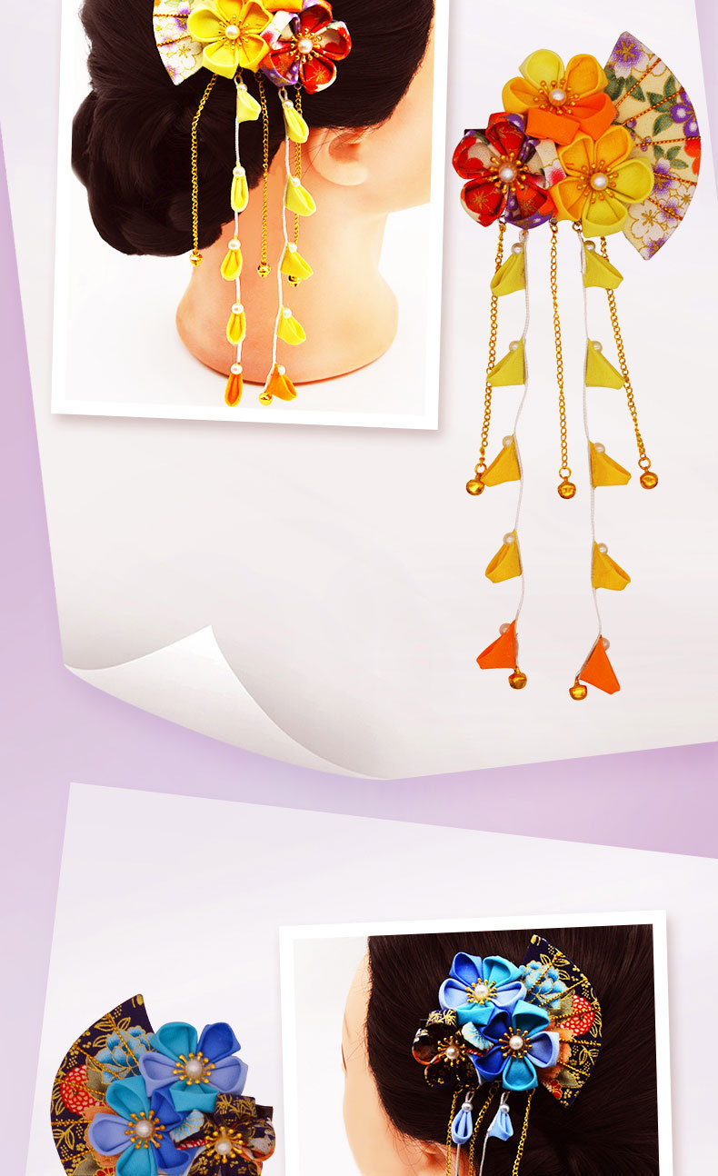 Bijoux anciens faits à la main pince à cheveux japonaise coiffe en tissu classique photographie de mariée bijoux anciens éventail prune_voghion.com