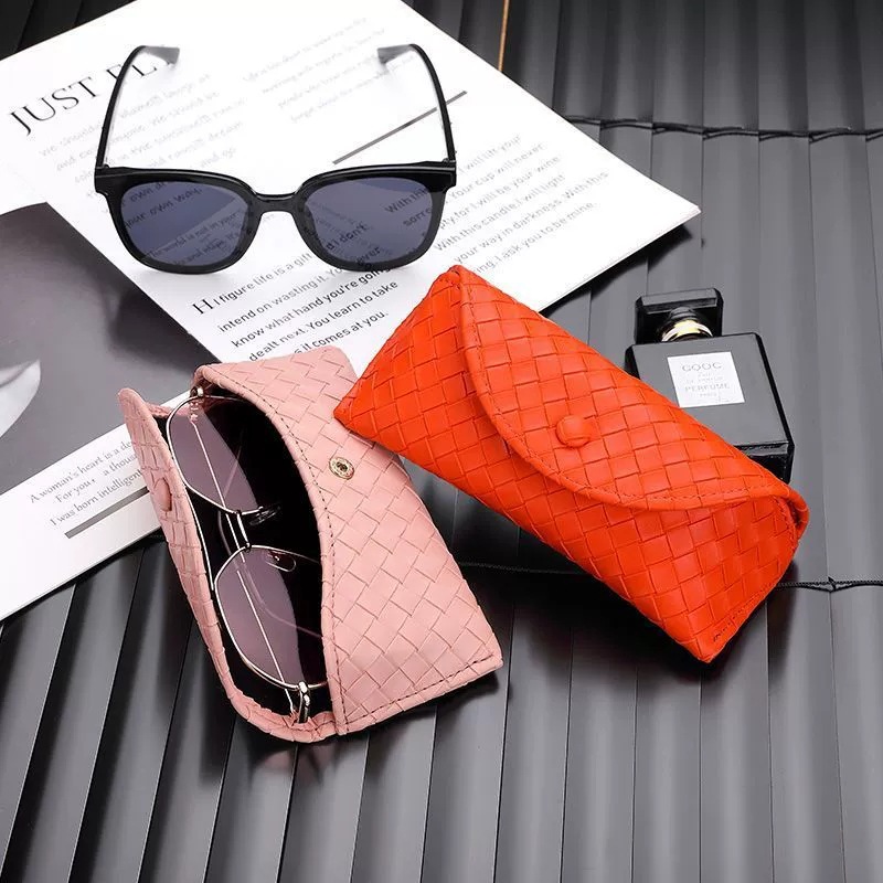 Glasses case sunglasses men's and women's storage cover portable anti-pressure myopia eyes woven pattern simple glasses bag