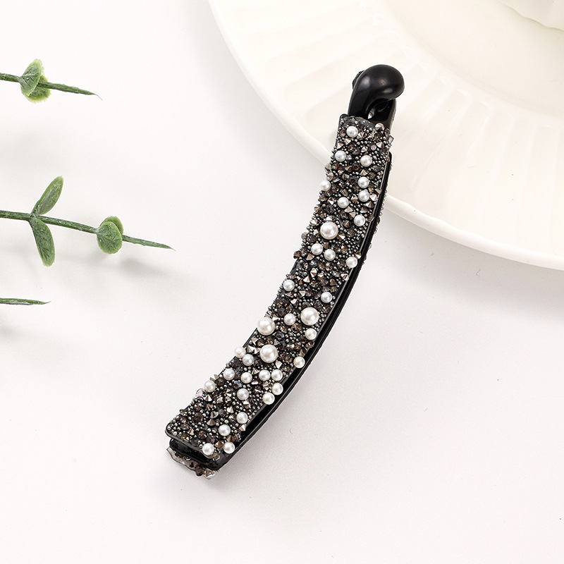 Cross-border Hot Sale Broken Diamond Pearl Hair Banana Clip Light Luxury Full Diamond High-end Fashion Pony Tail Clip Hair Accessories Hair Clip_voghion.com