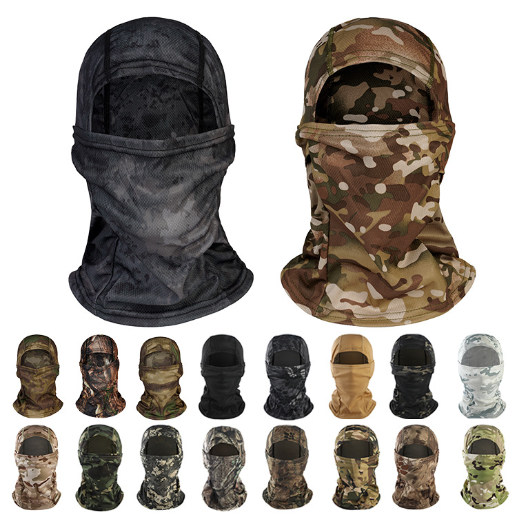 Camouflage mask outdoor climbing hiking headscarf sun protection wicking breathable mesh quick-drying head cover bikini in stock