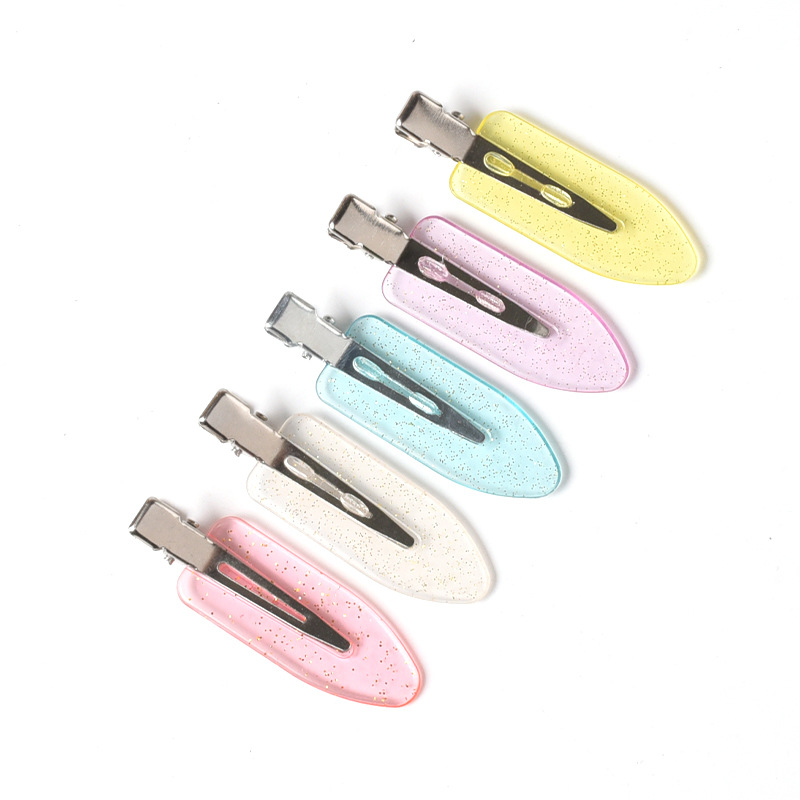 6cm cartoon transparent glitter powder seamless hair clip diy Cream Gel glitter hair clip material BB clip sufficient quantity