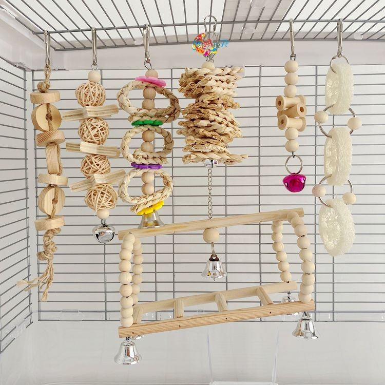 7pcs Parrot Toy Primary Color Set, шарики виноградника, шелковая дыня, смешанная игрушка комбинированная птичья игрушка