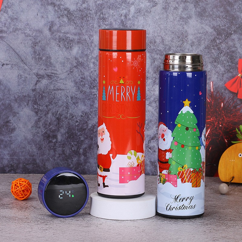 New Christmas pattern 304 stainless steel intelligent thermos cup LED intelligent temperature display touch car straight gift Cup