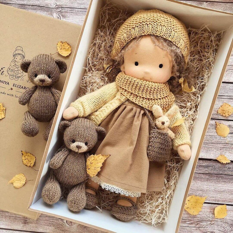 Waldorfdoll Huade Fu doll vinyl doll mini Wall handmade Christmas finger doff gift box