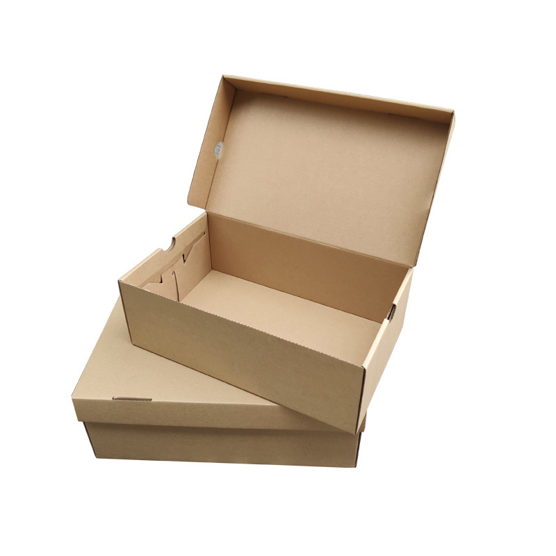 White kraft paper flip shoe box paper box sneaker storage packaging box carton in stock wholesale printable LOGO