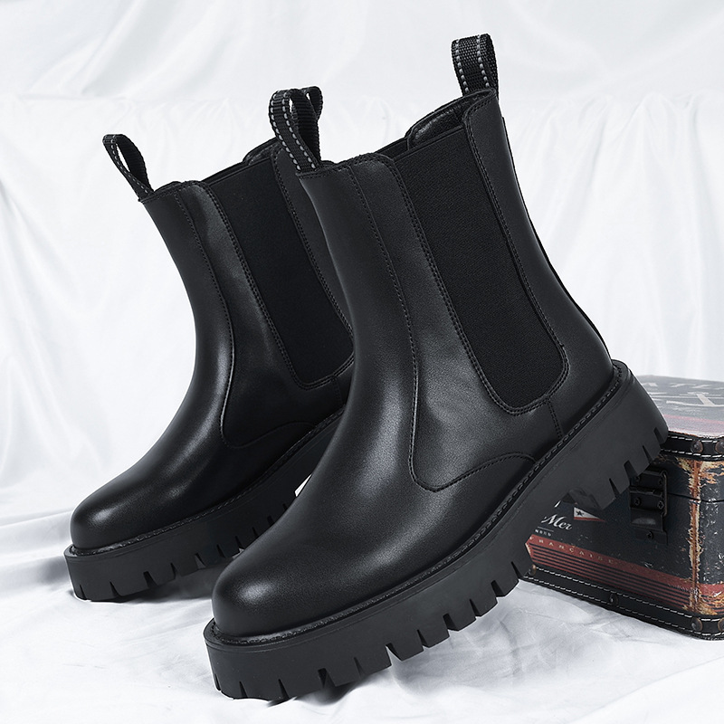 Martin boots extra large size 48 49 thick bottom Chelsea boots men's 2024 winter new British style short tube chimney boots