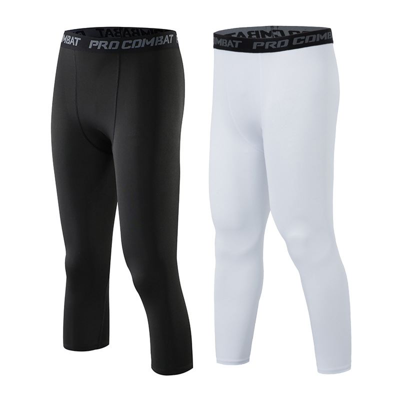 Men's PRO Sports Pants Cropped Fitness Running Training Perspiration Breathable Quick-drying Stretch Tight Cropped Pants