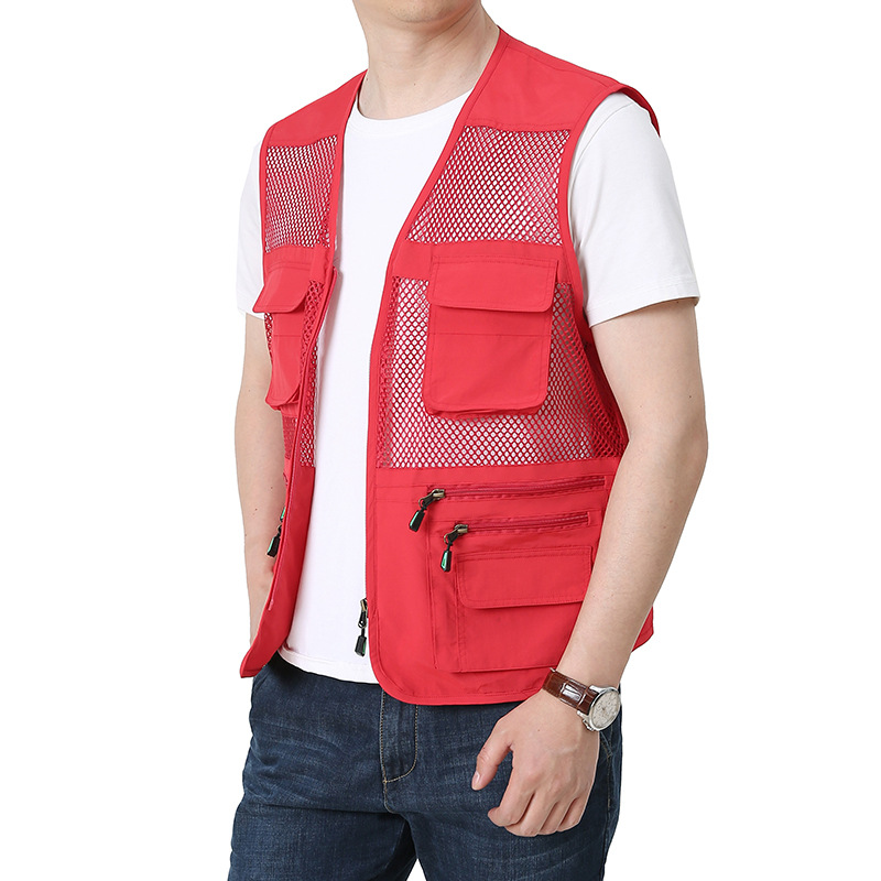 Workwear Vest Men's Multi-Pocket Functional Vest Thin Mesh Vest Fishing Photographer Mountaineering Suit Waistcoat