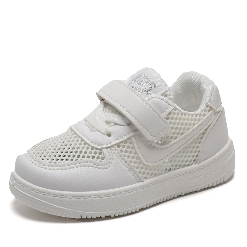 Children's White Shoes 2024 Summer Boys Sports Shoes Hollow Mesh Shoes Girls Casual Board Shoes Soft Bottom Baby Shoes