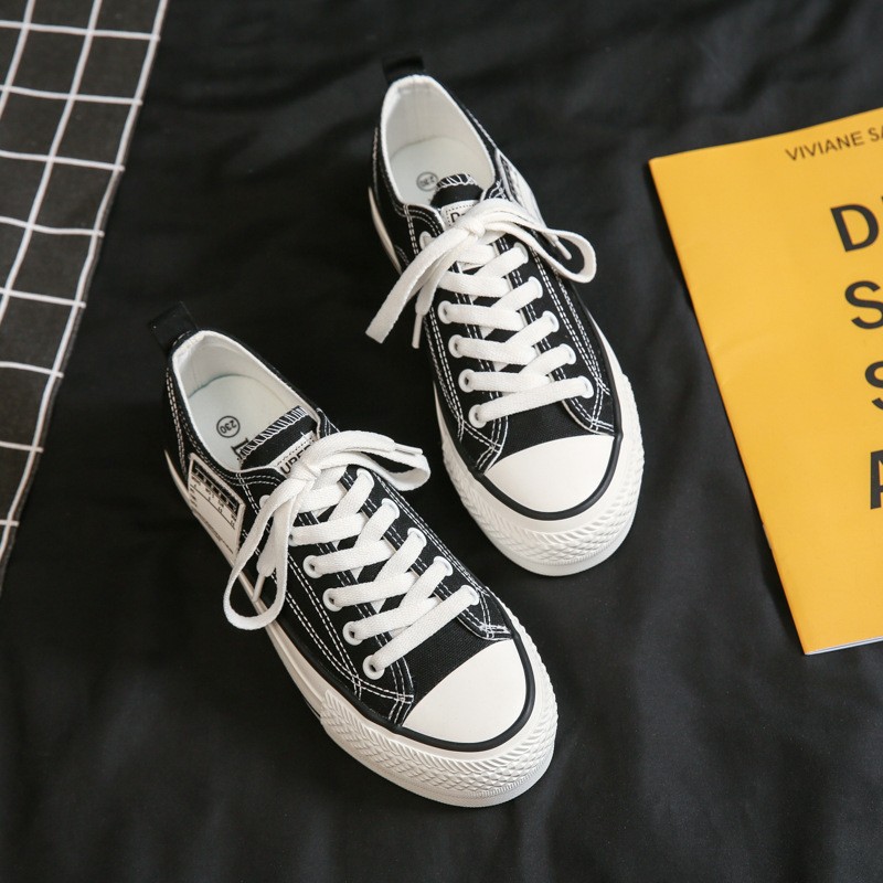 Fubu New Factory Direct Korean solid color low casual canvas shoes spring women wholesale all-match muffin heightening
