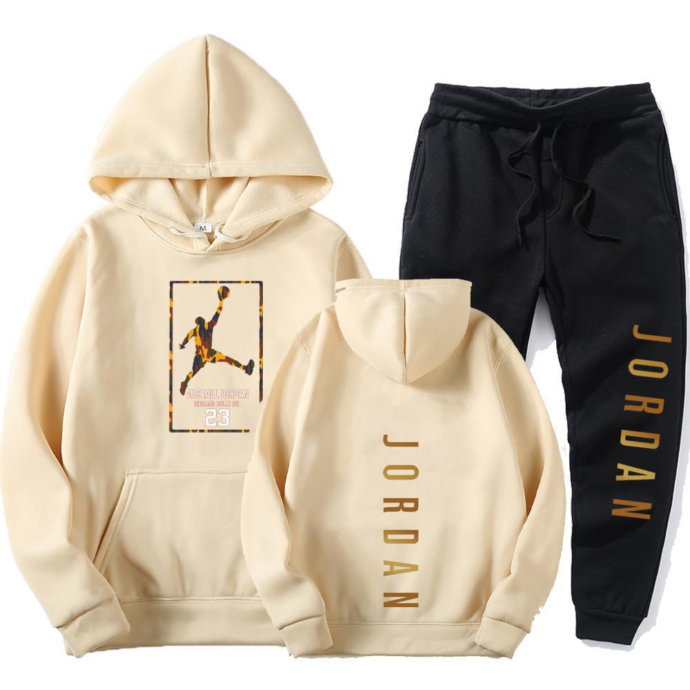 European and American Cross-border Men's Autumn and Winter Trendy Hoodie Suit Young Men and Women Couple Sports Leisure Sweater Suit