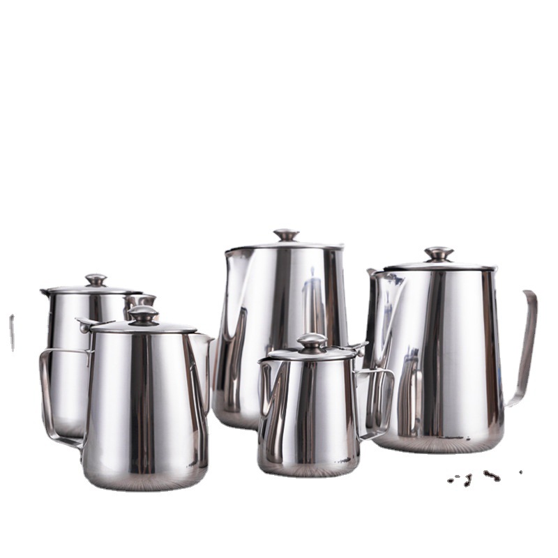 Thickened stainless steel cold kettle with lid, measuring cup, flower cup, stockings milk tea kettle, cold kettle, large capacity, heat-resistant