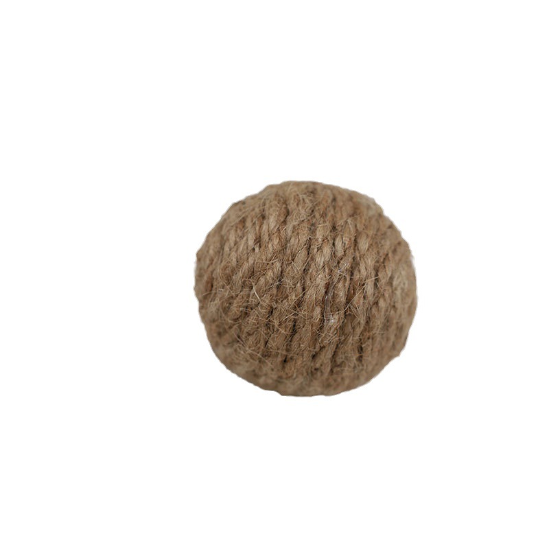 Pet cat toy with small sandstone natural color cotton hemp rope ball spherical rolling CAT Entertainment relieving stuffy cat toy