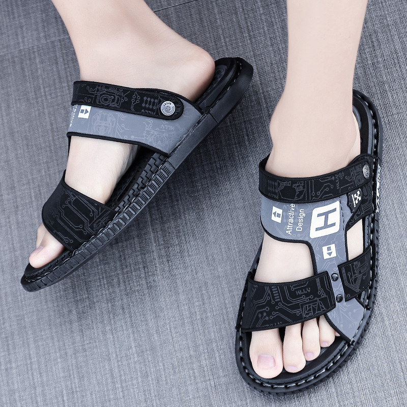 2023 men's fashion sandals fashionable Korean style all-match beach sandals for driving dual-use factory wholesale cross-border