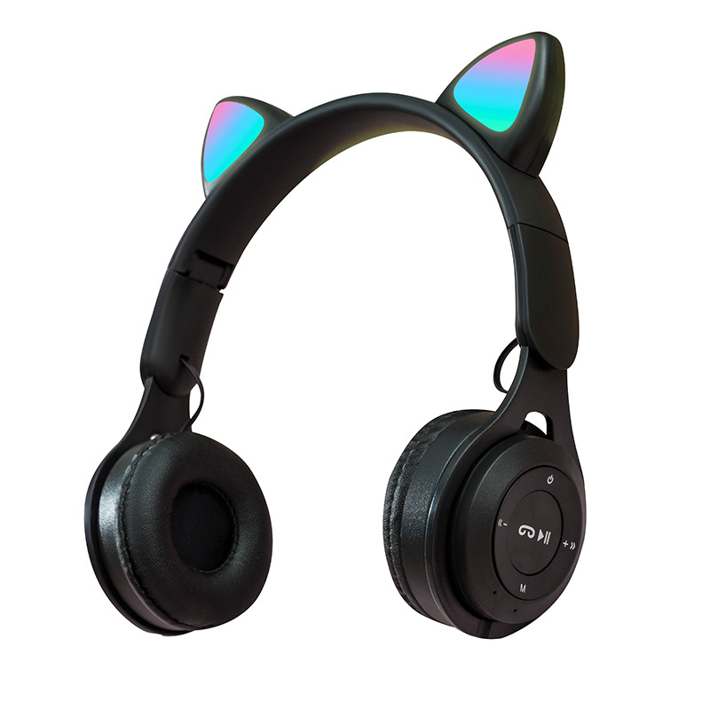Cross-border new internet celebrity fashionable and cute style Y08M luminous cat ears head-mounted Bluetooth headset