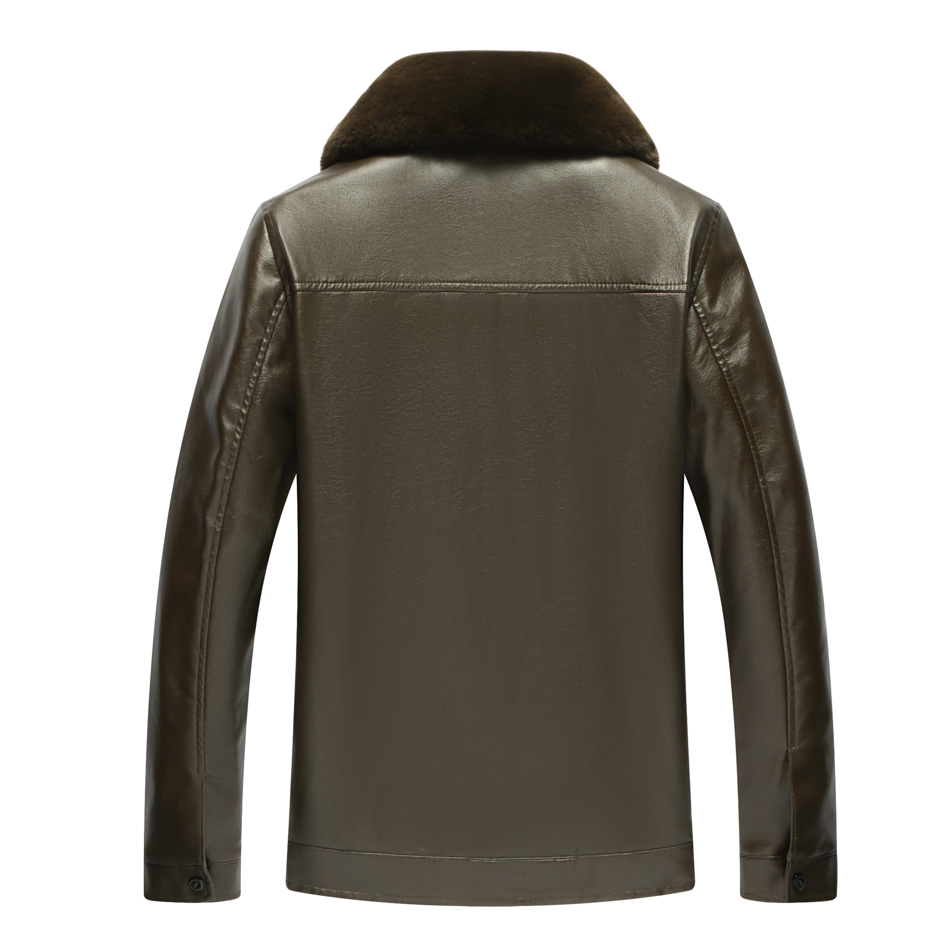 21 new men's leather winter plus velvet padded casual lapel zipper men's middle-aged leather live wholesale