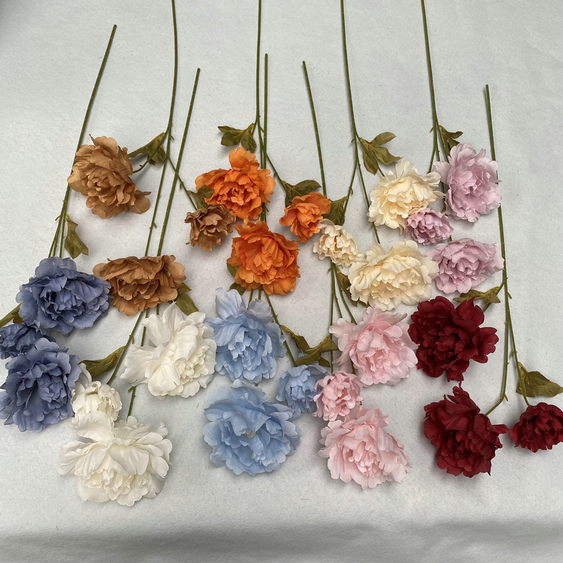 Silk Cloth Cacino Peony Simulation Bouquet Living Room Home Furnishing Decorations Ornaments Indoor Dining Table Coffee Table Fake Flowers