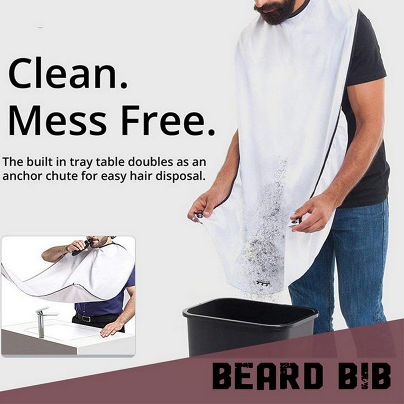 Wholesale polyester taffeta beard cloth shaving shawl shaving belt suction cup black and white hook and loop shaving cloth