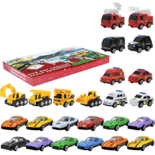 Amazon New Christmas Countdown Calendar Car Blind Box 24 Days Countdown Alloy Fire Truck Set
