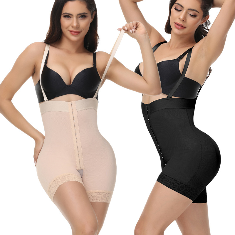 Cross-border one-in-one body-shaping clothes suspenders open crotch waist high waist breasted strong abdominal pants hip-lifting body-shaping pants wi_voghion.com