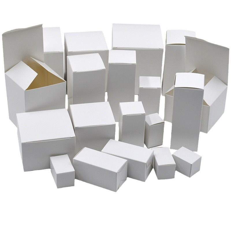 Small white box spot single copper white carton rectangular packaging folding box square buckle bottom white card box empty box custom