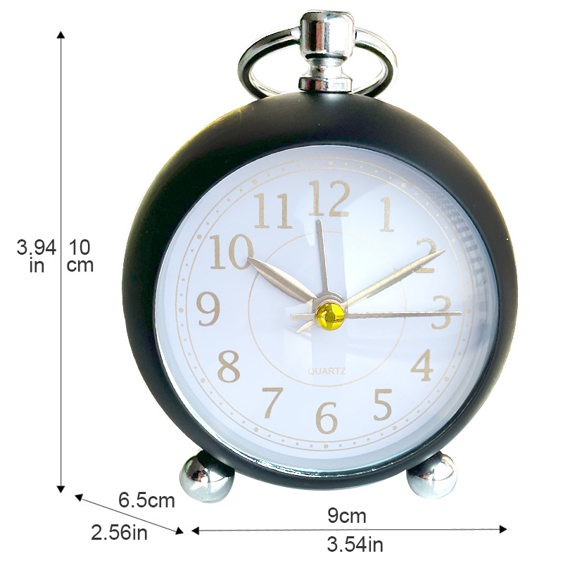 Factory direct metal silent alarm clock with night light spherical bronzing clock face students Children's desktop alarm clock