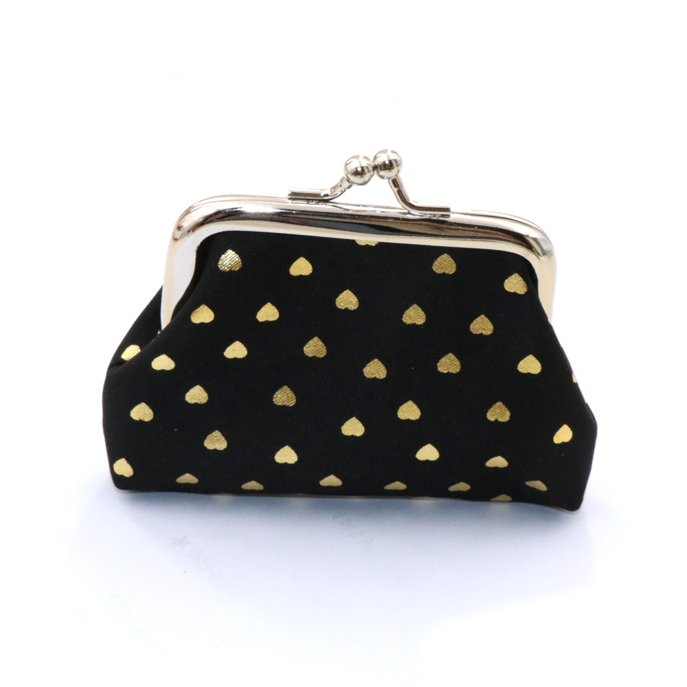 Cross-border supply fabric bronzing love coin purse children's wallet mini mouth gold bag small gift wholesale