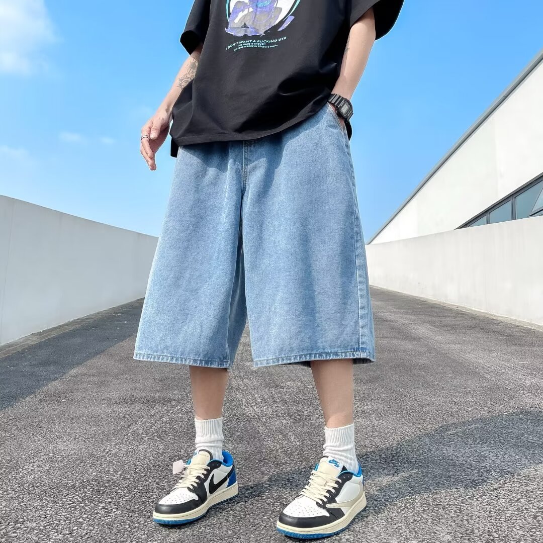 Denim Shorts Men's Casual Summer Thin Cropped Pants All-match Fashionable Loose Internet Popular Brand Student