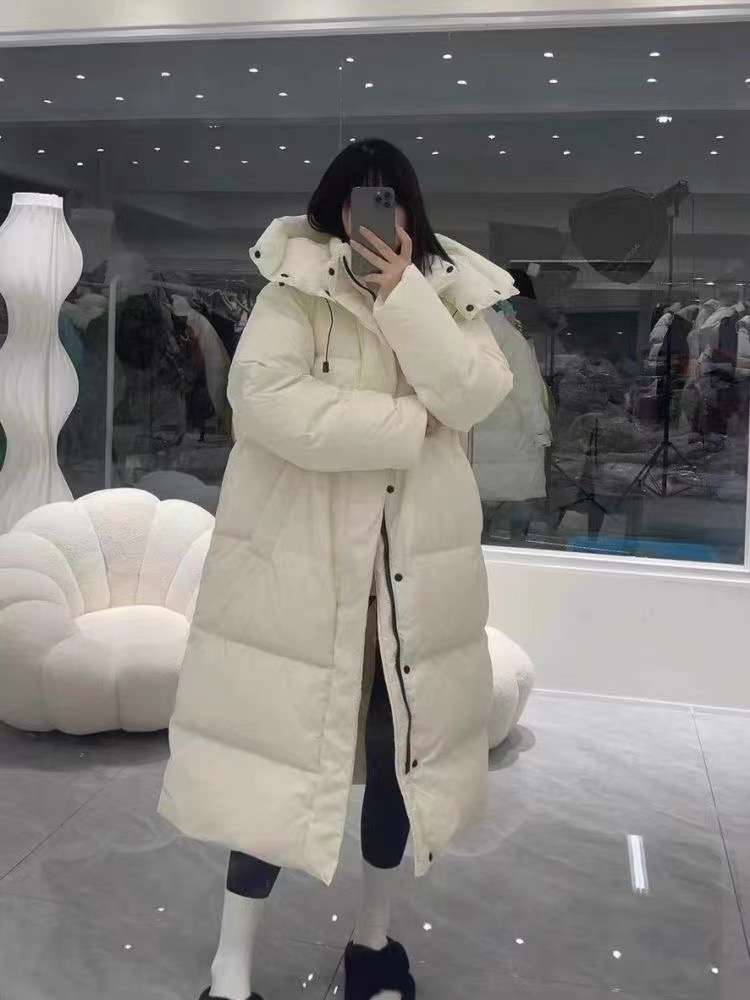 Foreign trade in stock Winter new women's mid-length Korean style loose cotton-padded coat hooded long over-the-knee cotton-padded coat
