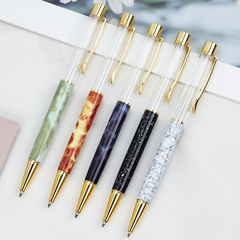 DIY creative handmade pattern empty pen crystal pen printing LOGO metal oil pen advertising ballpoint pen