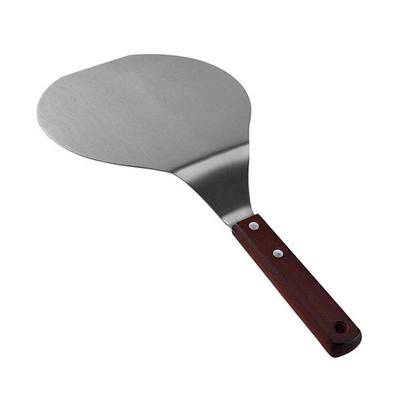 Large pizza Shovel Stainless Steel pizza Transferer Cake Shovel Round Wooden Handle Baking Shovel Cooking Shovel pizza Shovel