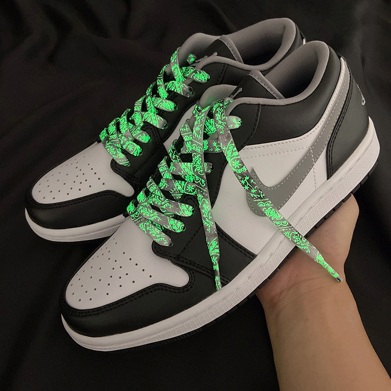 Original shoelace luminous cashew flower dragon pattern totem color gradient tie-dyed canvas shoes af1 Air Force No. 1 aj1 tide