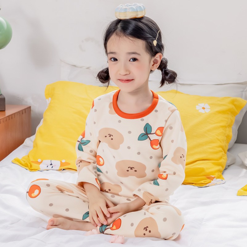 Children's thermal underwear children's clothing fleece-lined thickened suit boys' autumn clothes long pants girls' winter clothes bottoming two-piece suit fashion